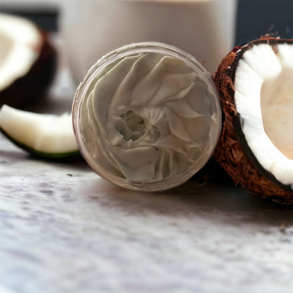 Organic Body Butter Coconut Vanilla with Shea, Cocoa Mango butters, Vitamin D B3